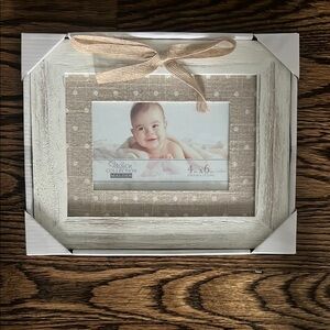 White and Tan Photo Frame